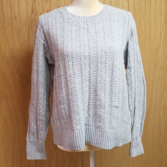 Cozy grey classic vintage J. Crew cable knit sweater large L - Picture 2 of 6